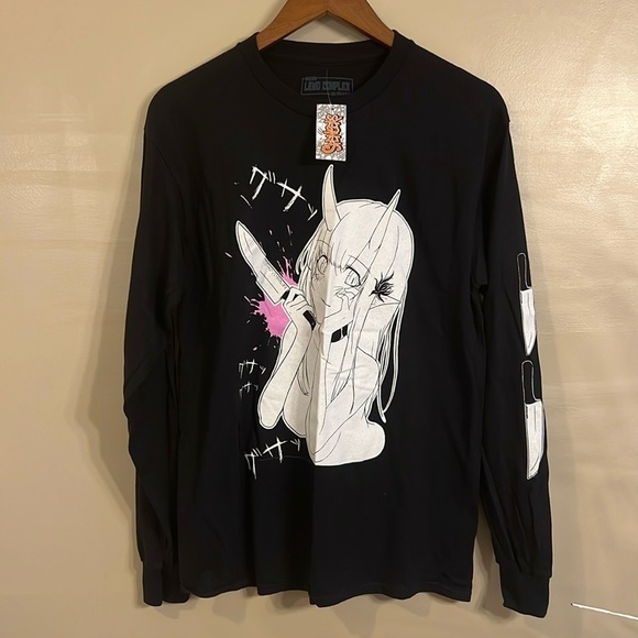 Spencer’s Lewd Complex Graphic Screen Long Sleeve T-Shirt Black Size Medium NWT - Picture 2 of 7